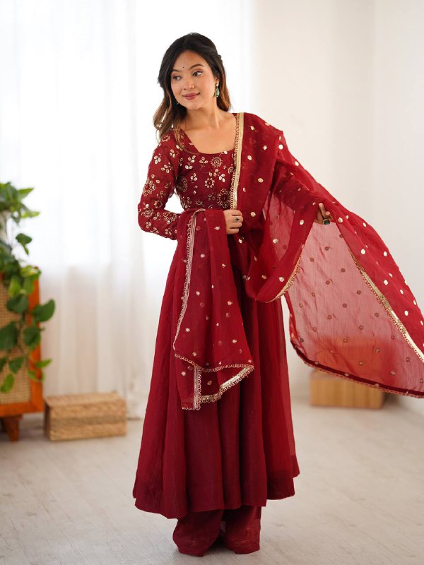 Graceful Silk Blend Anarkali with Heavy Embroidery
