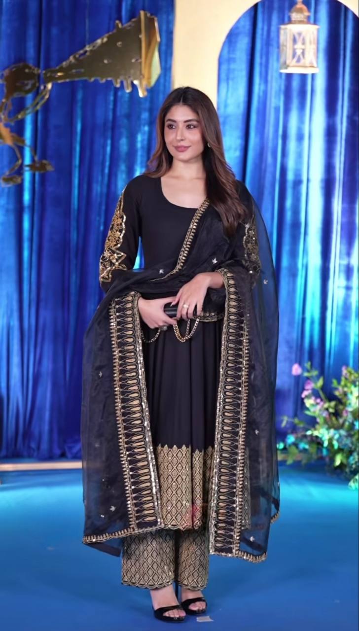 Luxury Black & Gold Traditional Kurta Palazzo Set