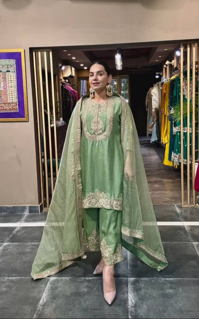 Graceful Designer Kurta Palazzo Dupatta Set