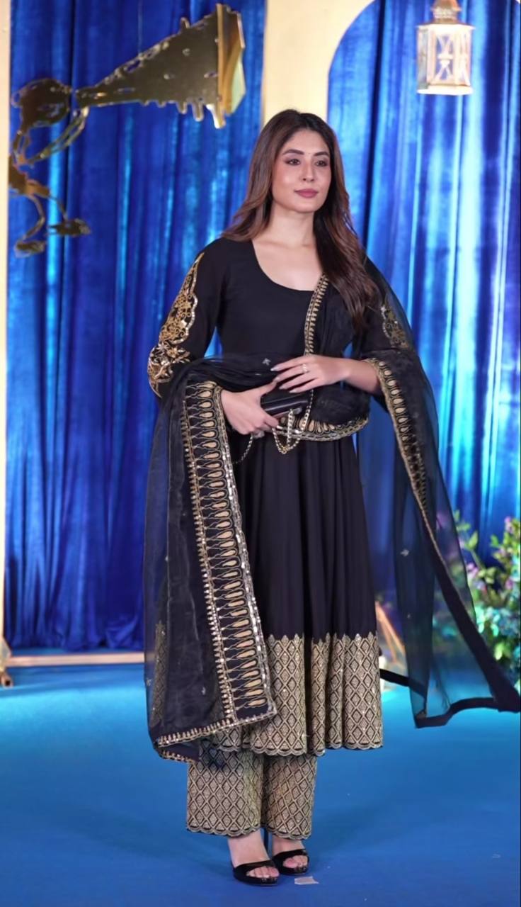 Luxury Black & Gold Traditional Kurta Palazzo Set