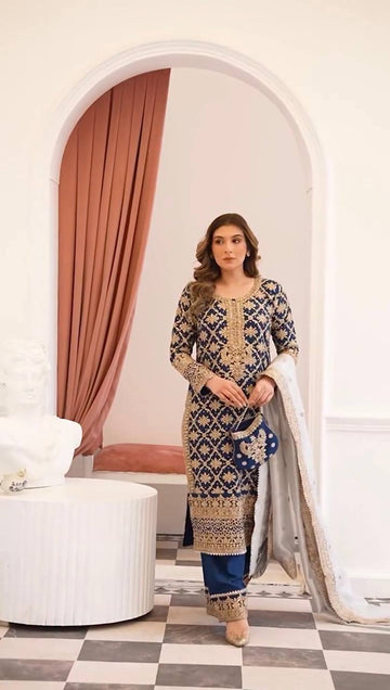 Heavy Embroidered Georgette Pakistani Salwar Kameez Suit with Zari Work