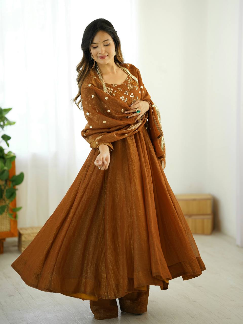 Graceful Silk Blend Anarkali with Heavy Embroidery