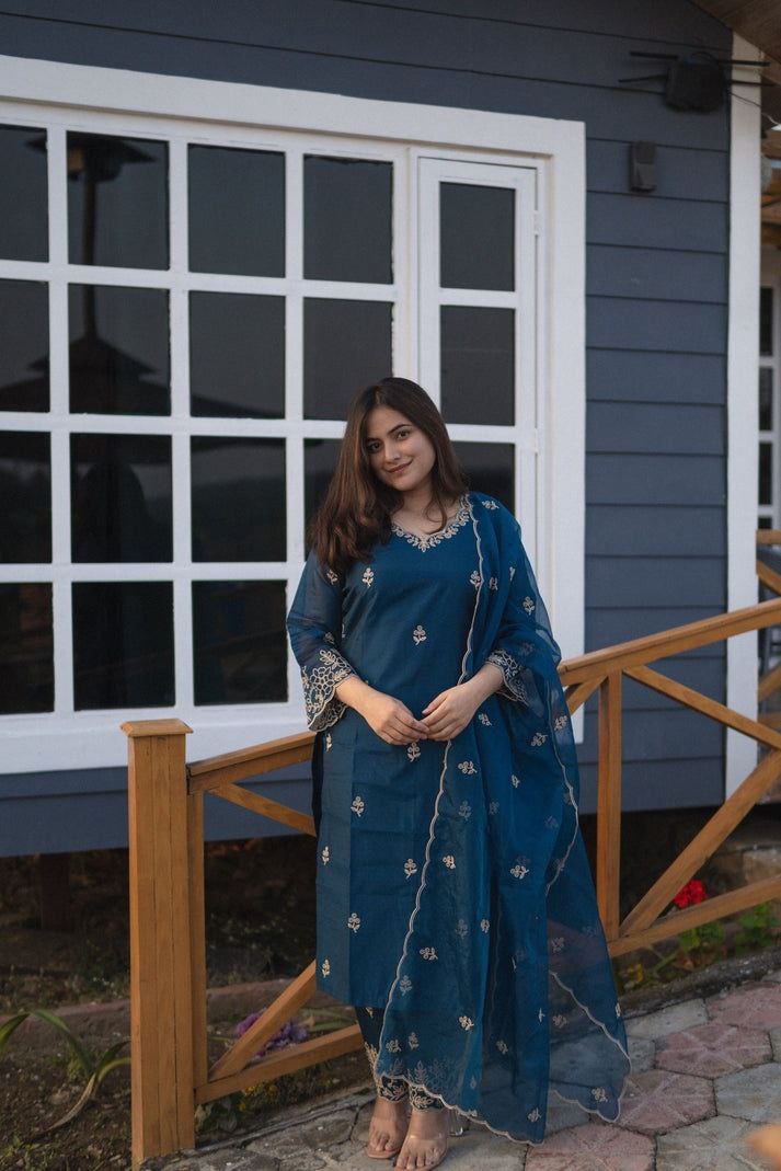 Elegant Embroidered Punjabi Suit Set with Dupatta