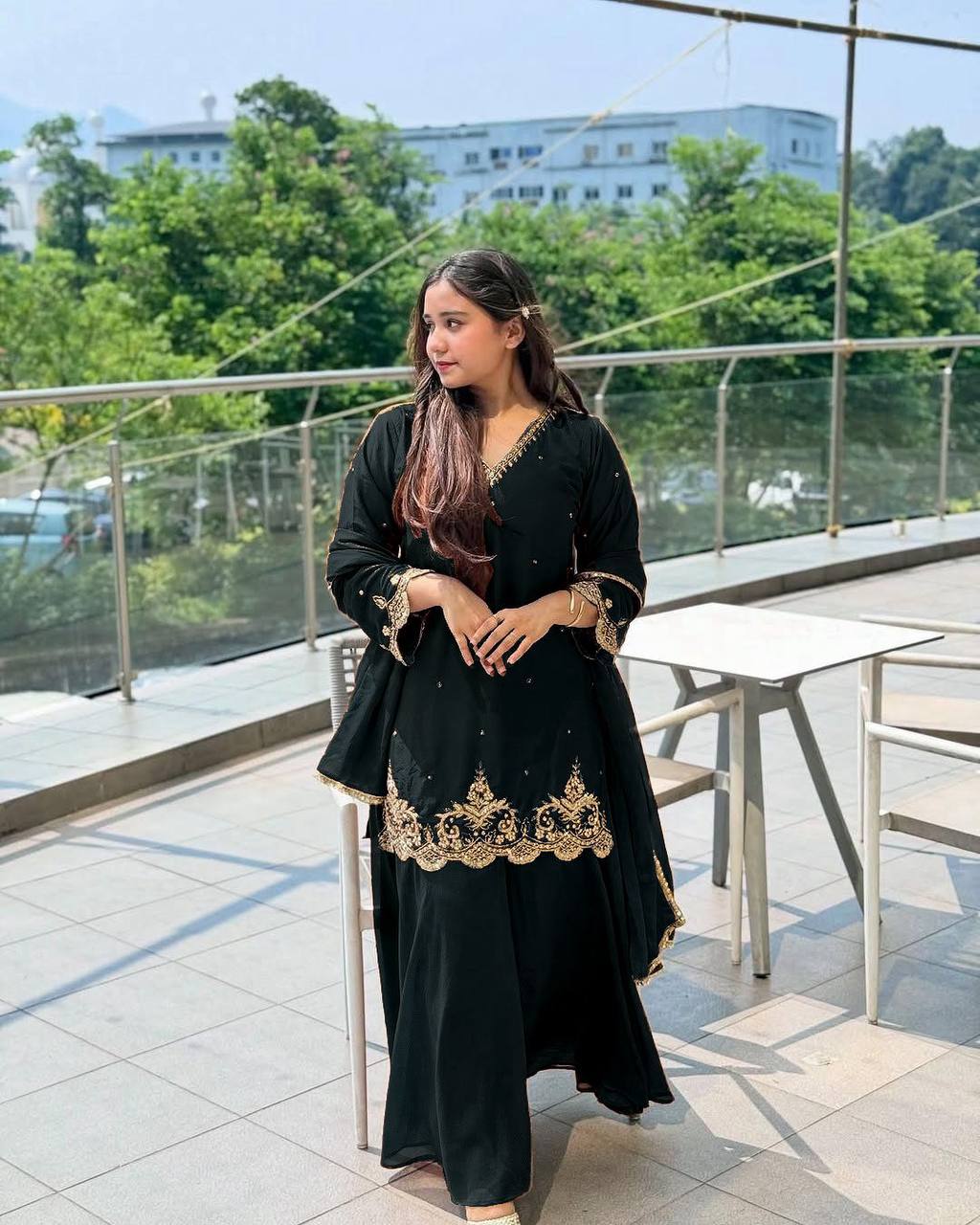 Presenting &nbsp;New Designer Party Wear Look Top-Plazzo and Dupatta With Heavy Embroidery Work