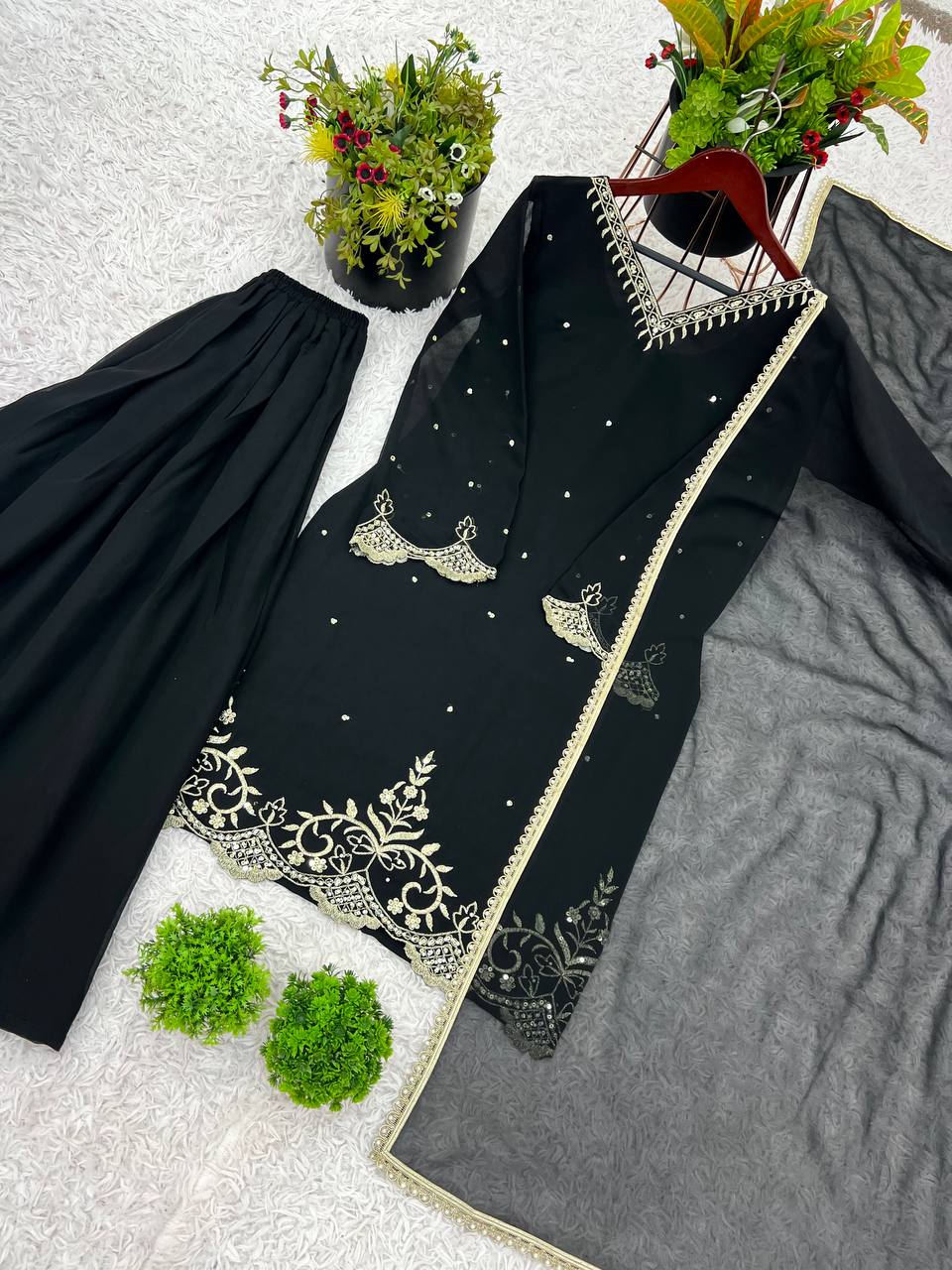 Presenting &nbsp;New Designer Party Wear Look Top-Plazzo and Dupatta With Heavy Embroidery Work