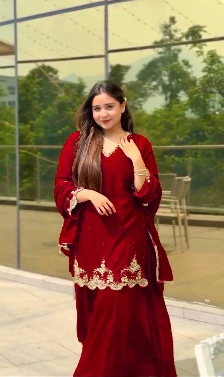 Presenting &nbsp;New Designer Party Wear Look Top-Plazzo and Dupatta With Heavy Embroidery Work