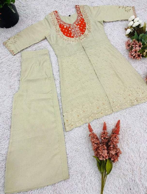 Roman Shimmer Silk With Embroidery Coding Sequence Work With Beads Co-ord Sets