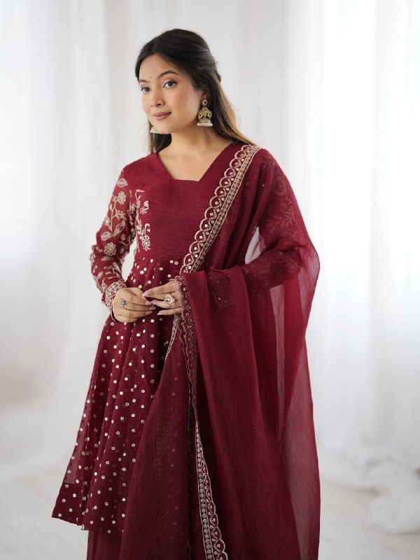 Designer Bandhani Dot Print Kurta with Wide-Leg Pants & Dupatta