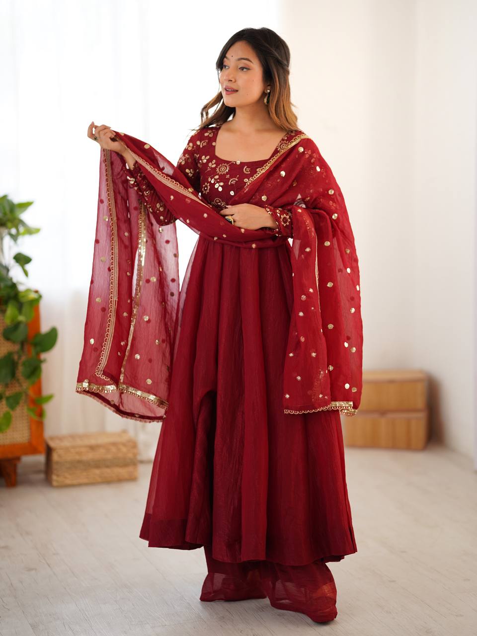 Graceful Silk Blend Anarkali with Heavy Embroidery