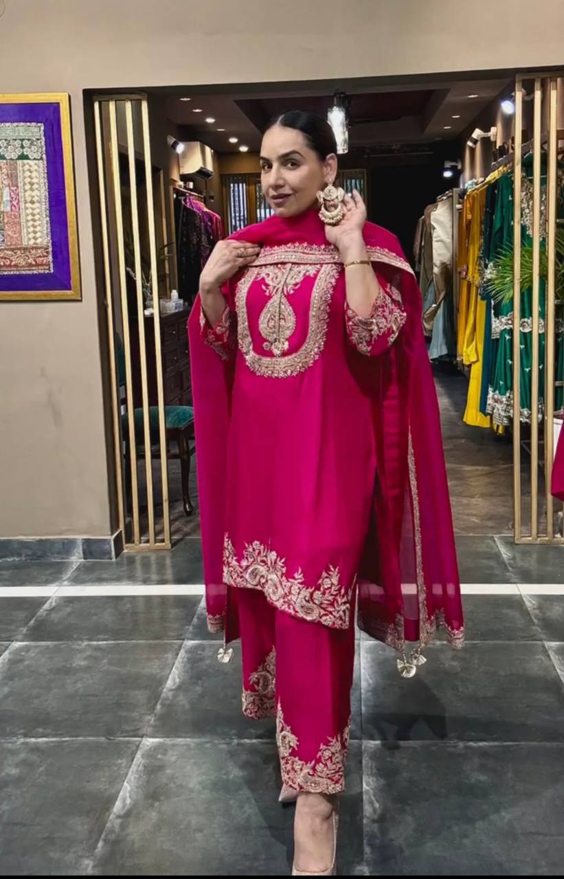 Graceful Designer Kurta Palazzo Dupatta Set
