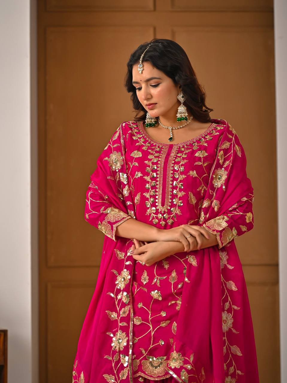 Floral Fantasy Embroidered Sharara Set