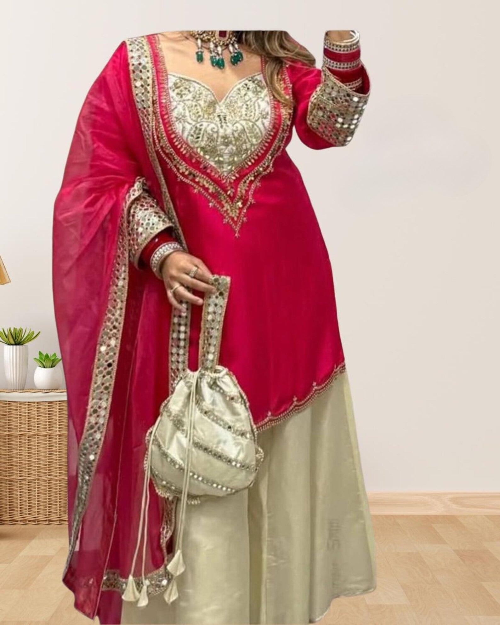 Elegance Silk Kurta Sharara Set