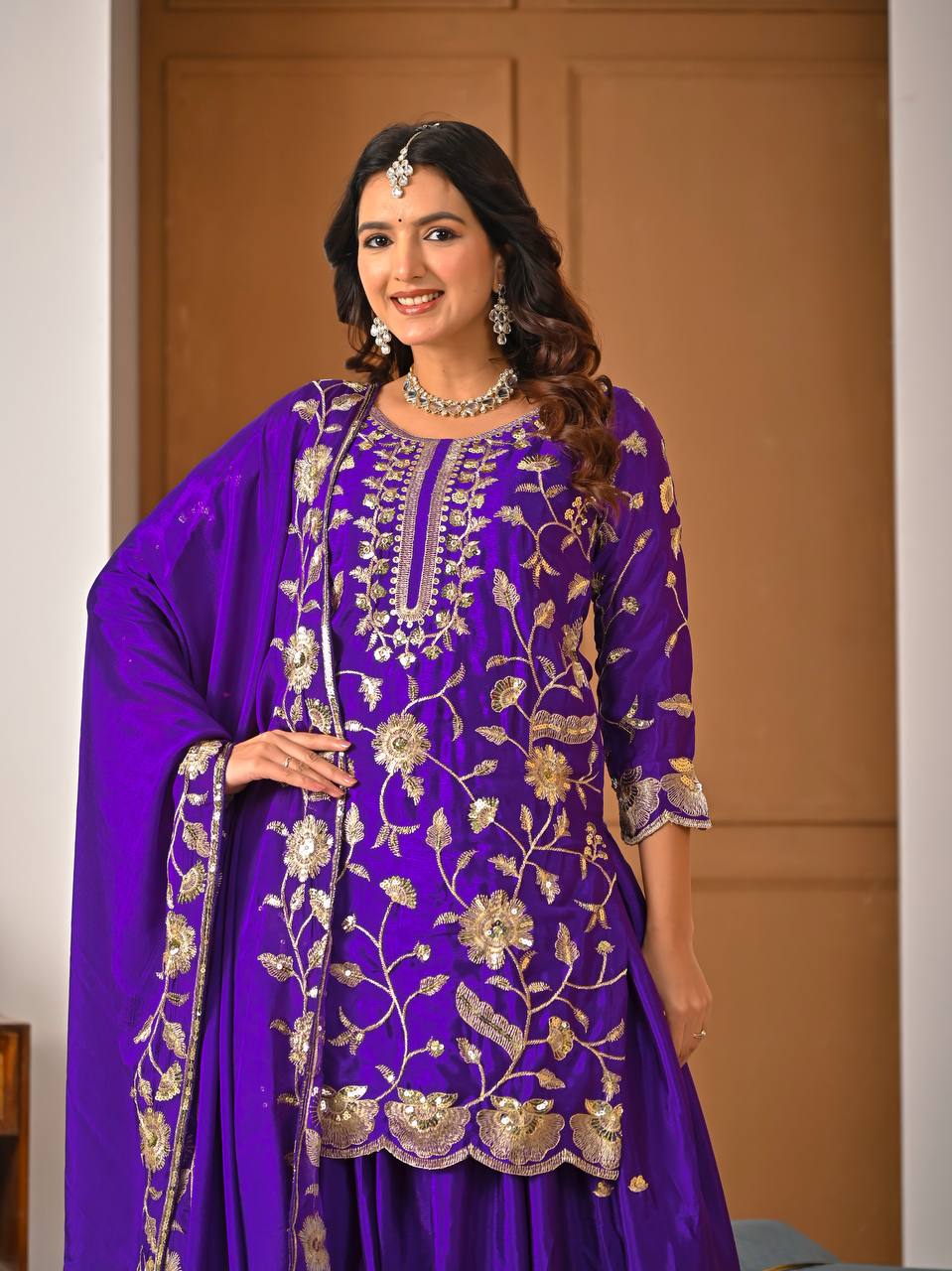 Floral Fantasy Embroidered Sharara Set
