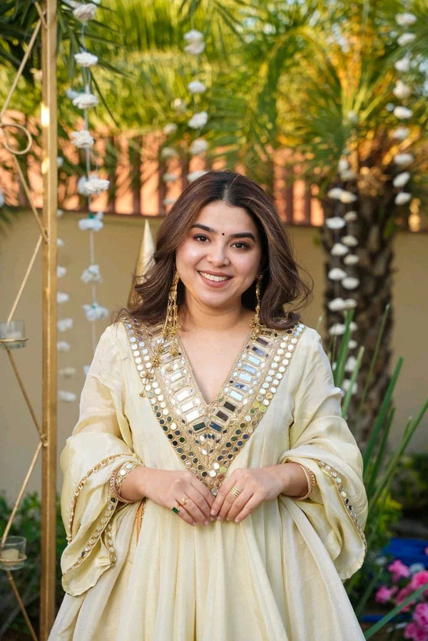 Classic Mirror Work Kurta Sharara Suit