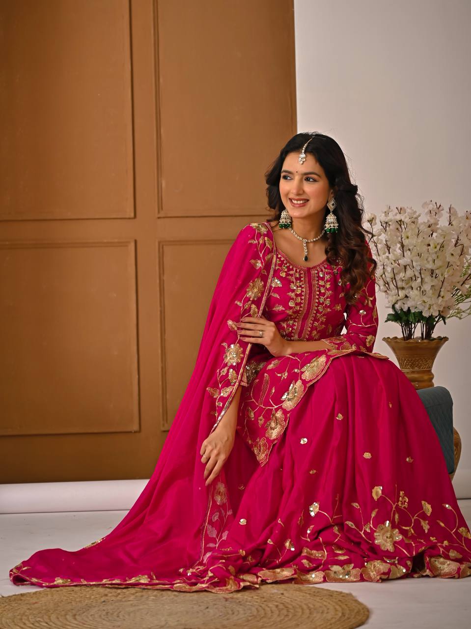 Floral Fantasy Embroidered Sharara Set