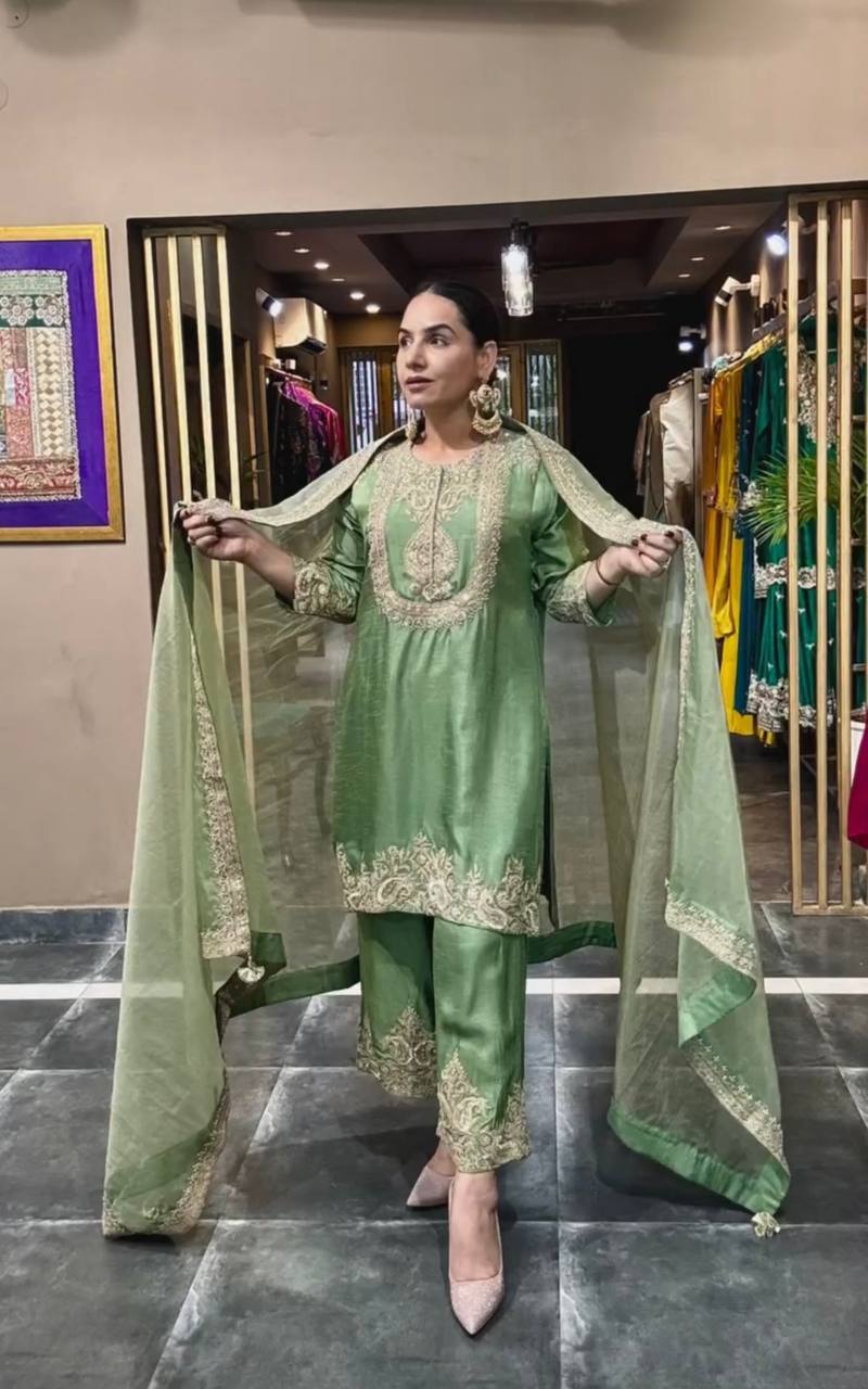 Graceful Designer Kurta Palazzo Dupatta Set