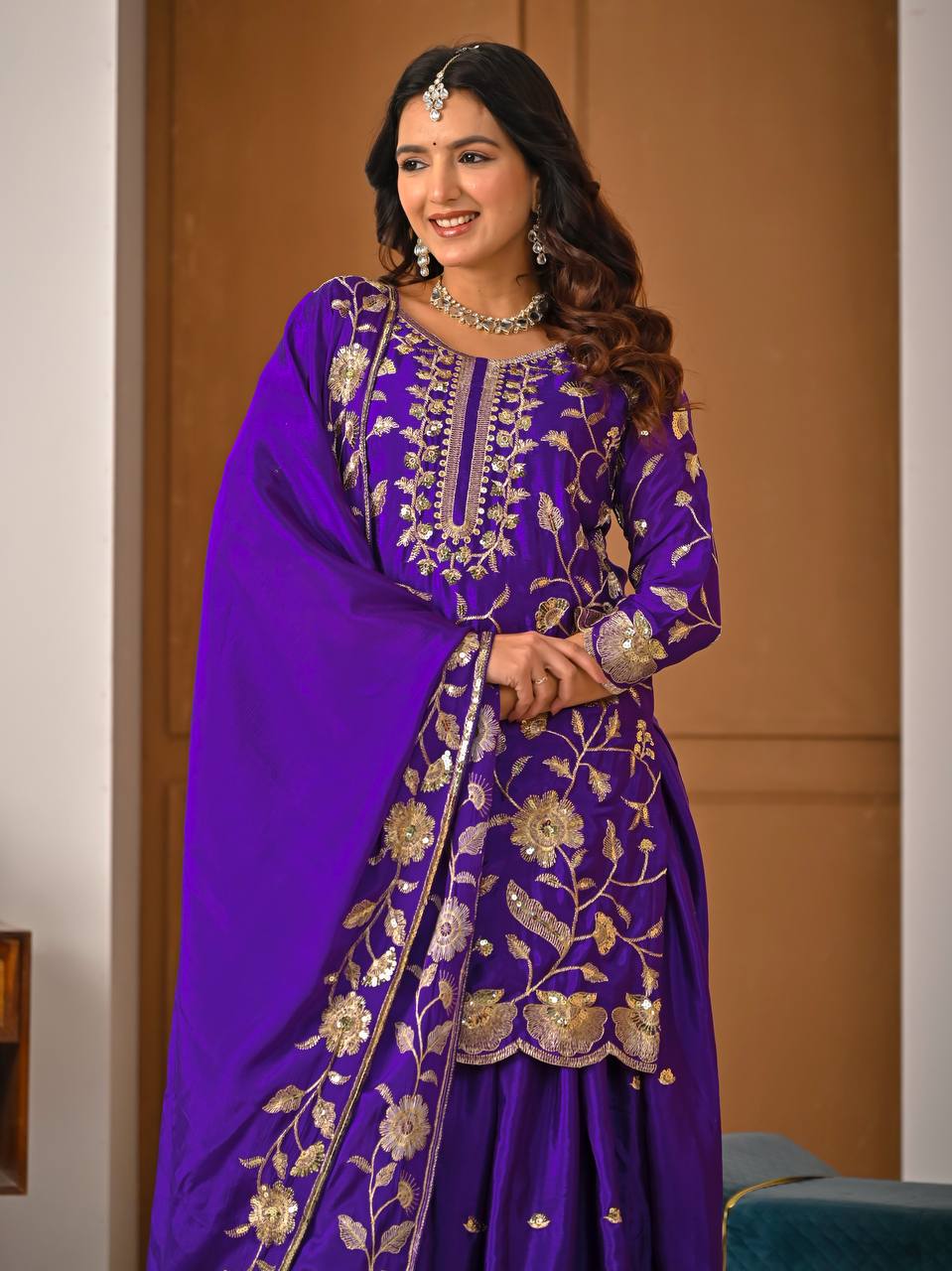 Floral Fantasy Embroidered Sharara Set