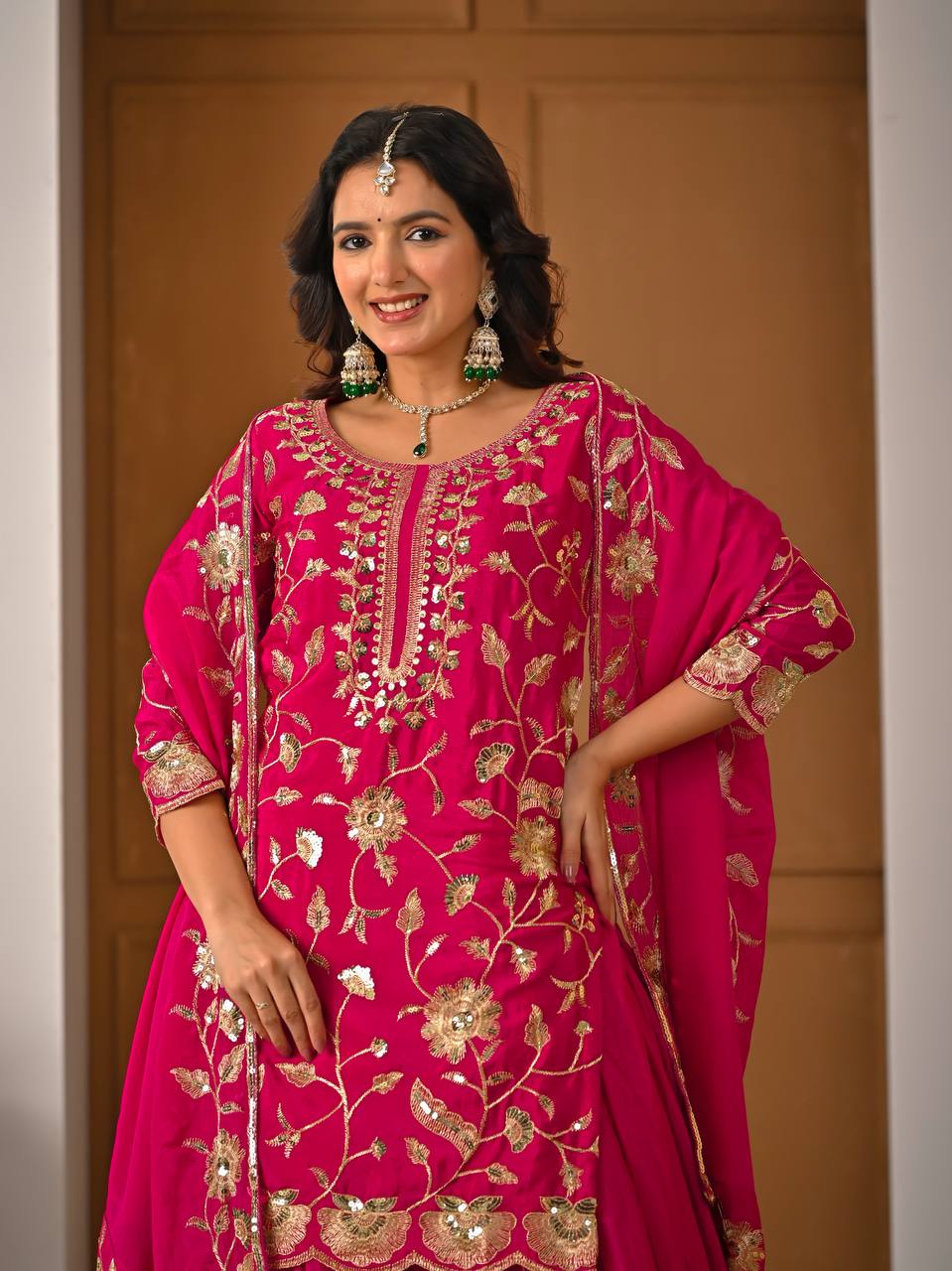 Floral Fantasy Embroidered Sharara Set