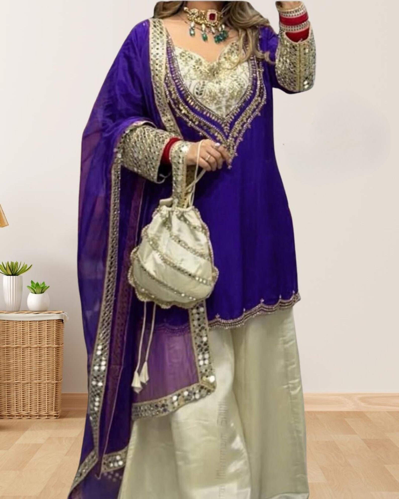 Elegance Silk Kurta Sharara Set