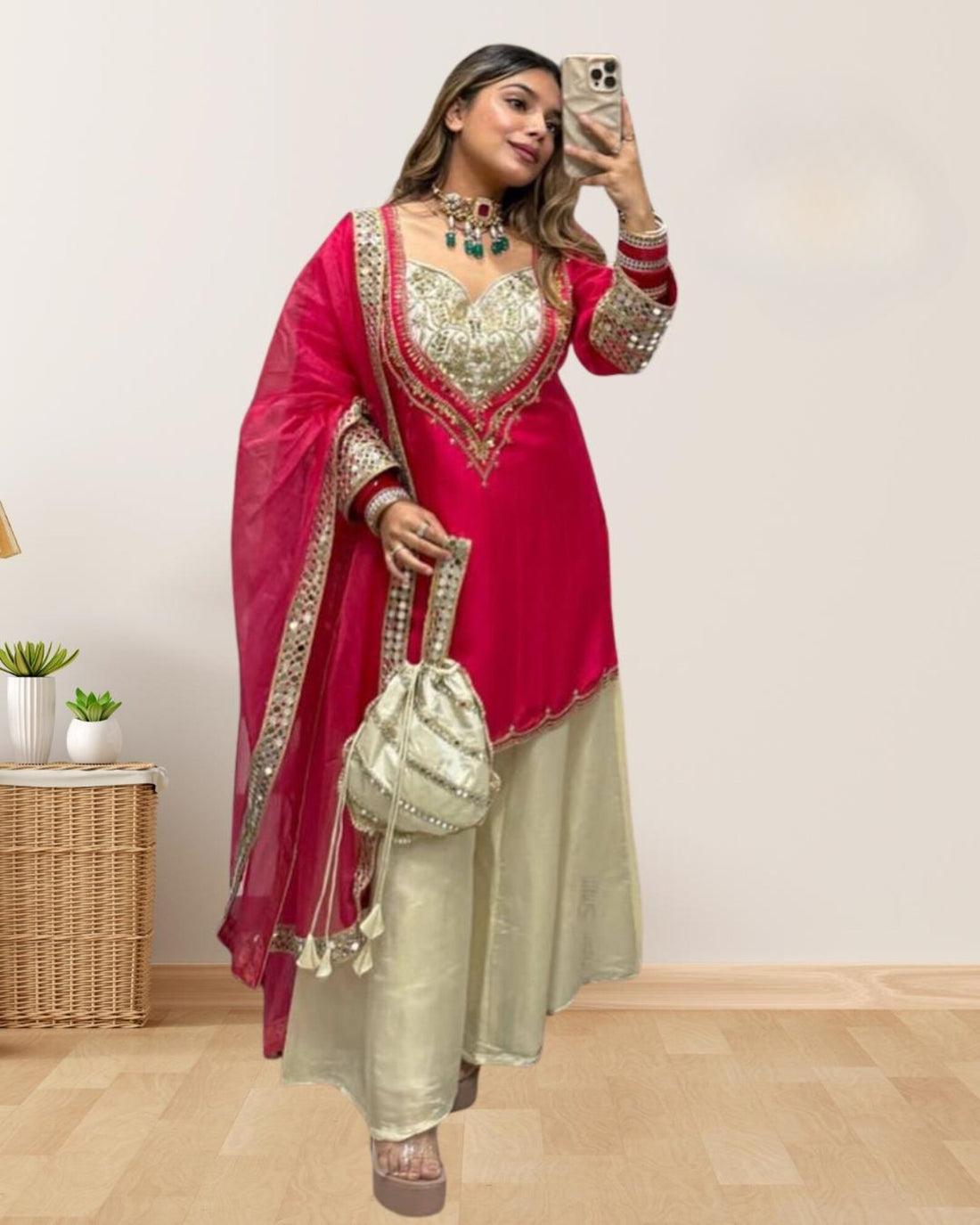 Elegance Silk Kurta Sharara Set