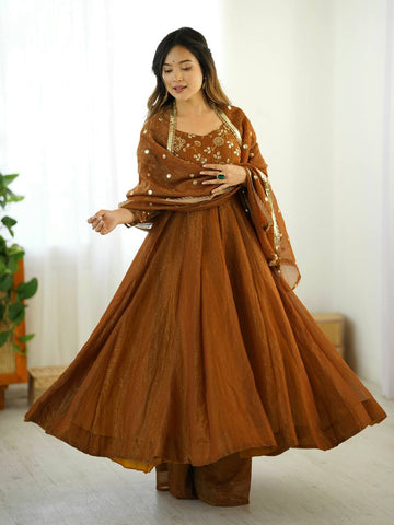 Graceful Silk Blend Anarkali with Heavy Embroidery