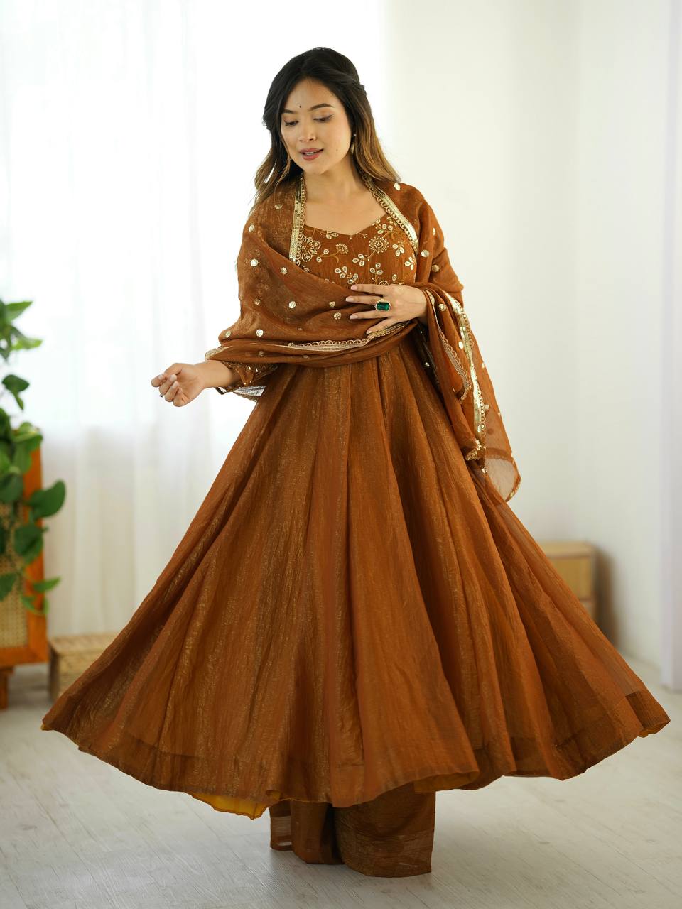 Graceful Silk Blend Anarkali with Heavy Embroidery