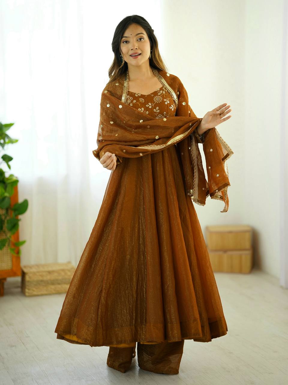 Graceful Silk Blend Anarkali with Heavy Embroidery