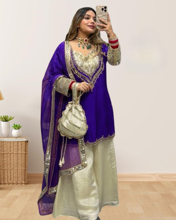 Elegance Silk Kurta Sharara Set