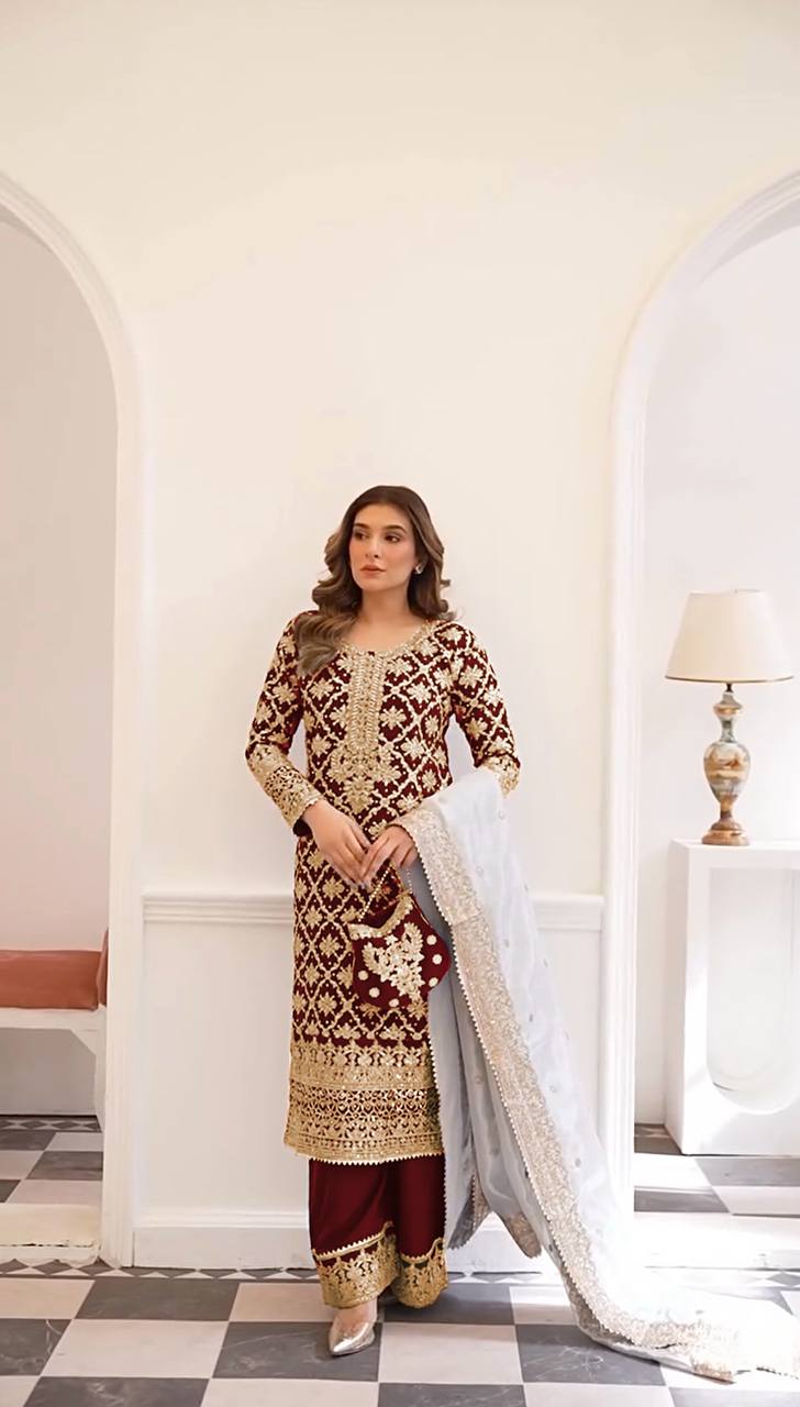 Heavy Embroidered Georgette Pakistani Salwar Kameez Suit with Zari Work
