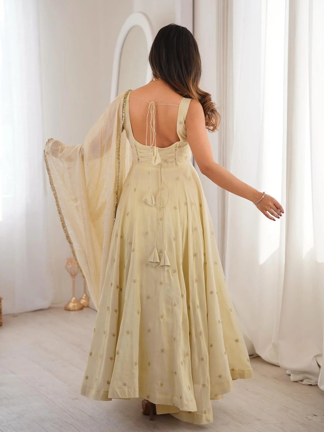 Soft Gold Elegance Anarkali suits