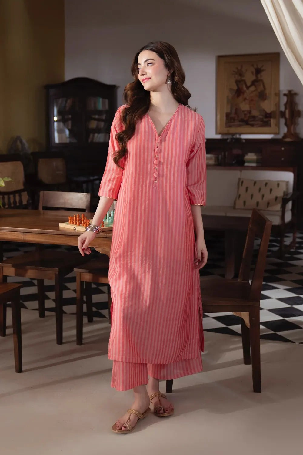 Premium Striped Kurta Pant Co-Ord Set for Women