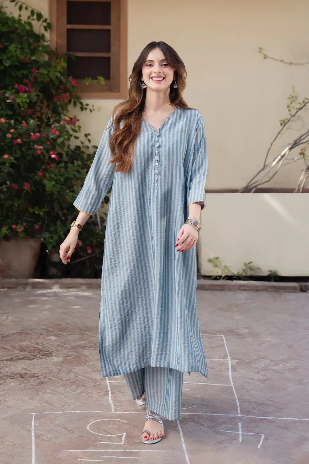Premium Striped Kurta Pant Co-Ord Set for Women