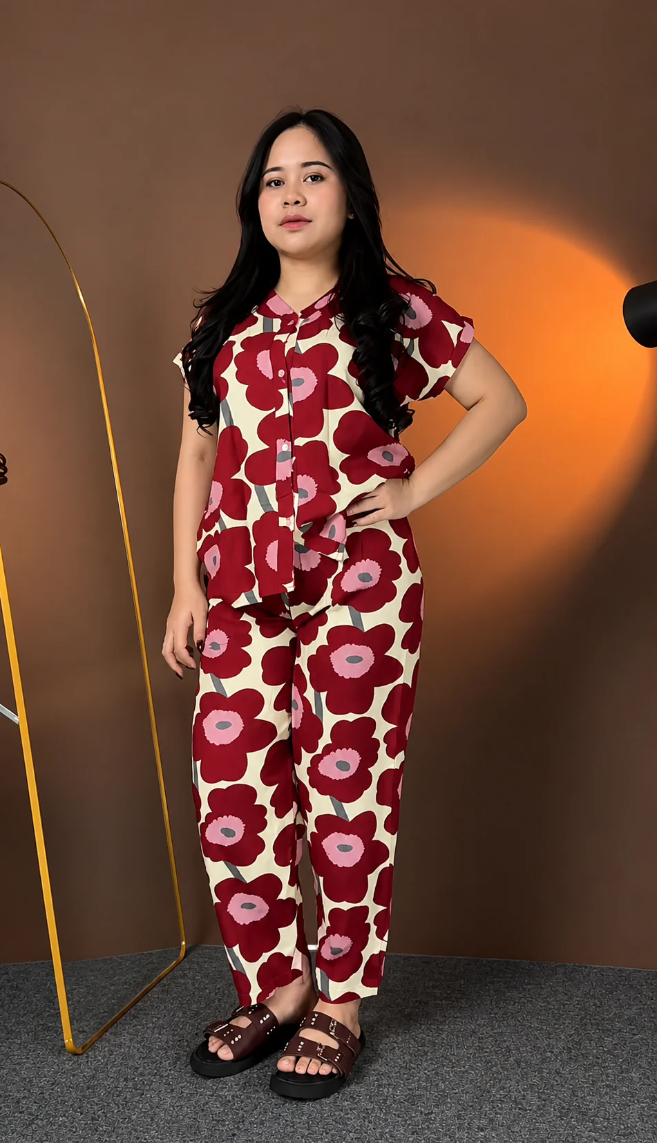 Premium Red Printed Rayon Co-Ord Set
