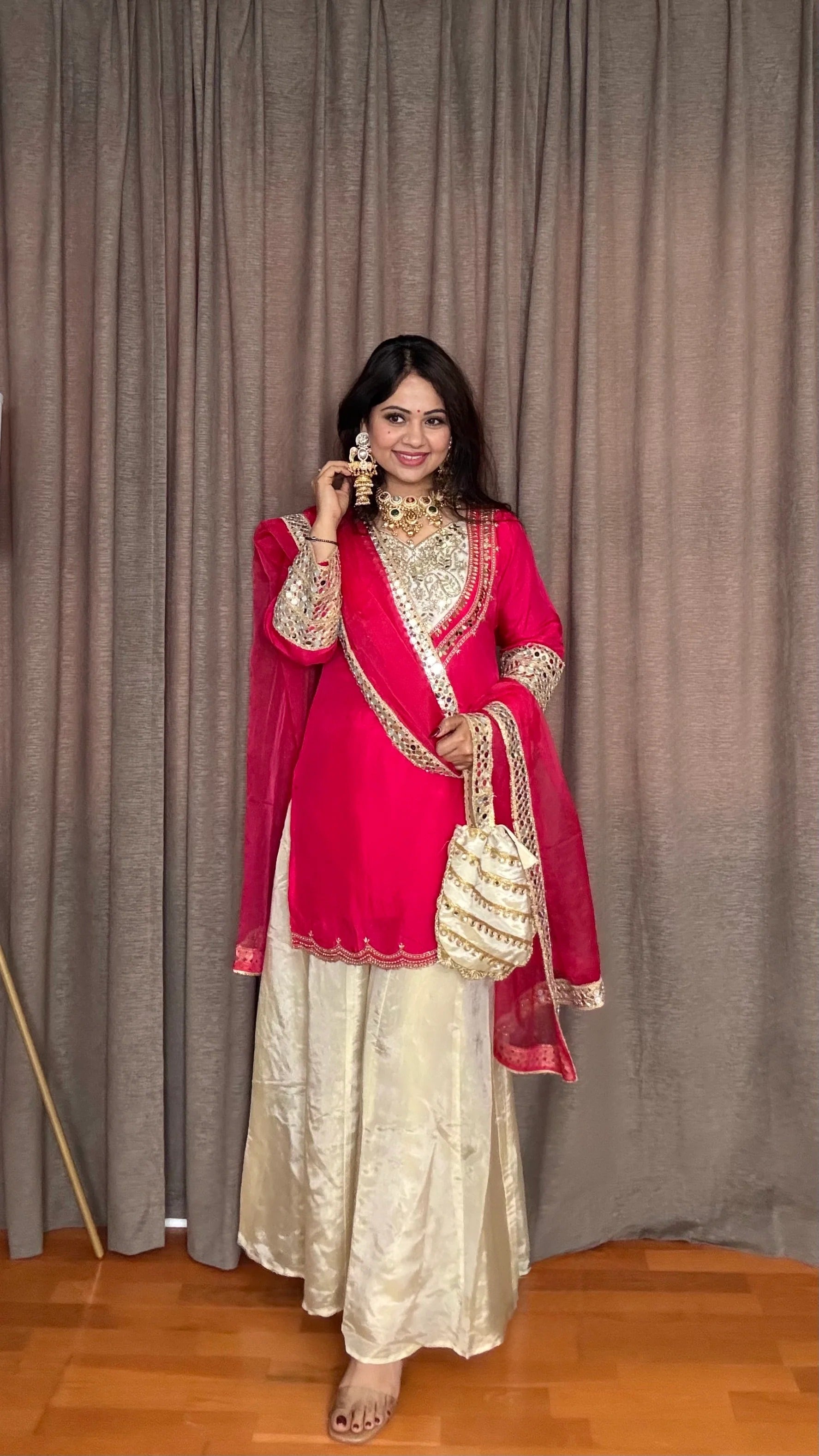 Elegance Silk Kurta Sharara Set