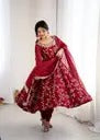 Ethnic Floral Print & Embroidery Anarkali Suit