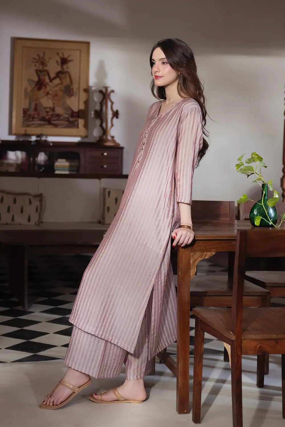Premium Striped Kurta Pant Co-Ord Set for Women