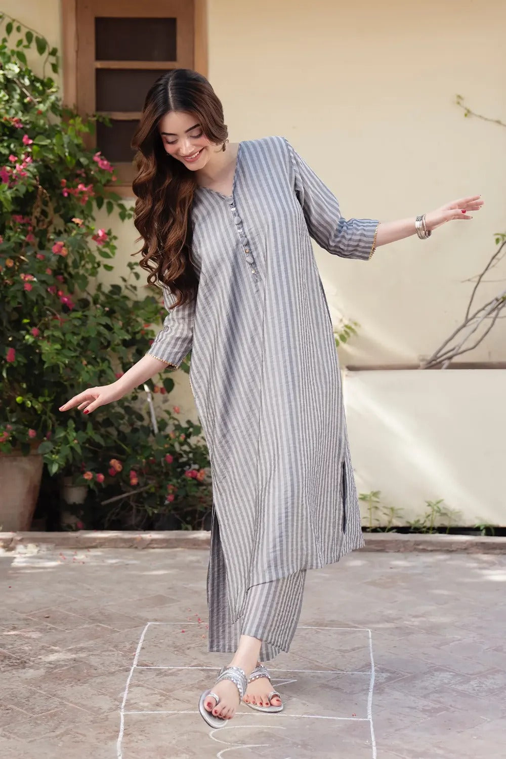 Premium Striped Kurta Pant Co-Ord Set for Women