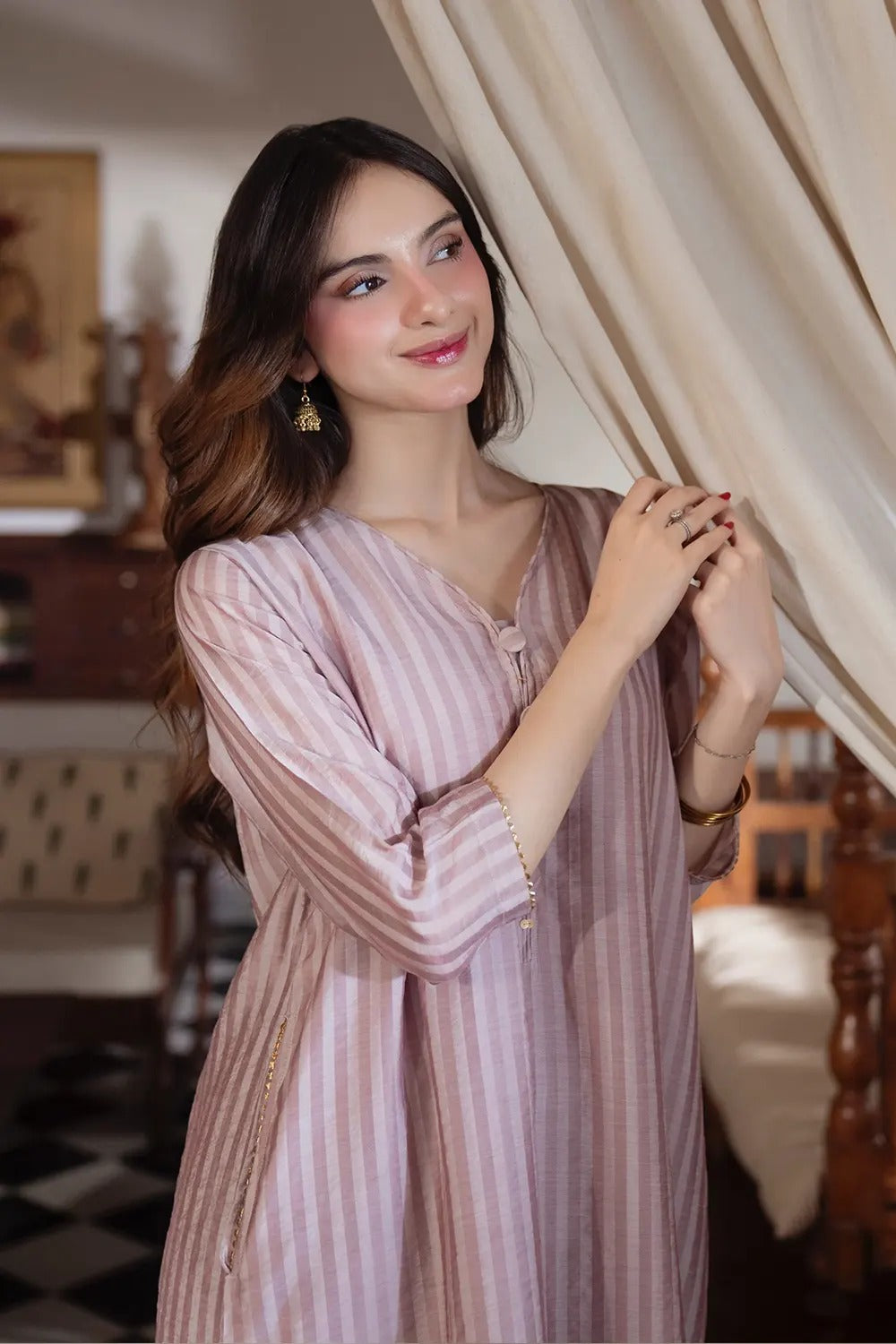 Premium Striped Kurta Pant Co-Ord Set for Women