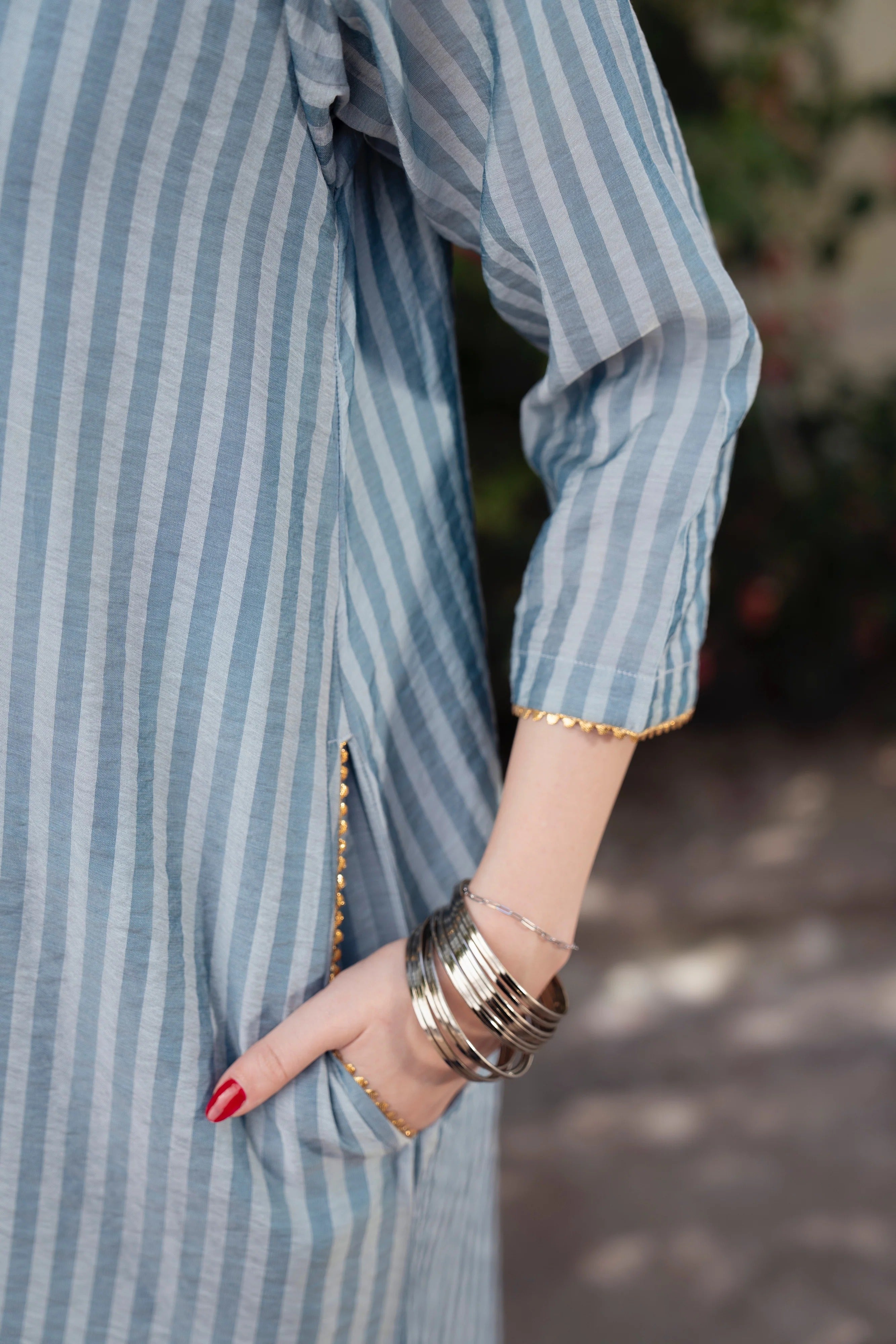 Premium Striped Kurta Pant Co-Ord Set for Women
