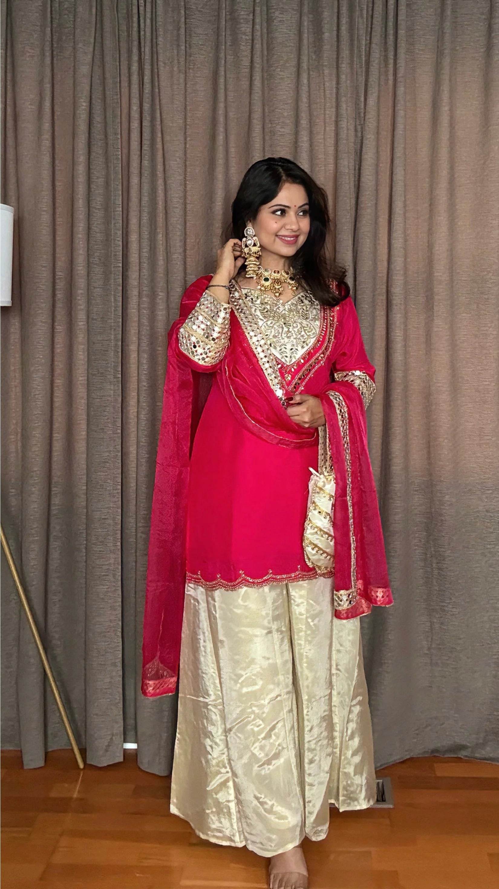 Elegance Silk Kurta Sharara Set