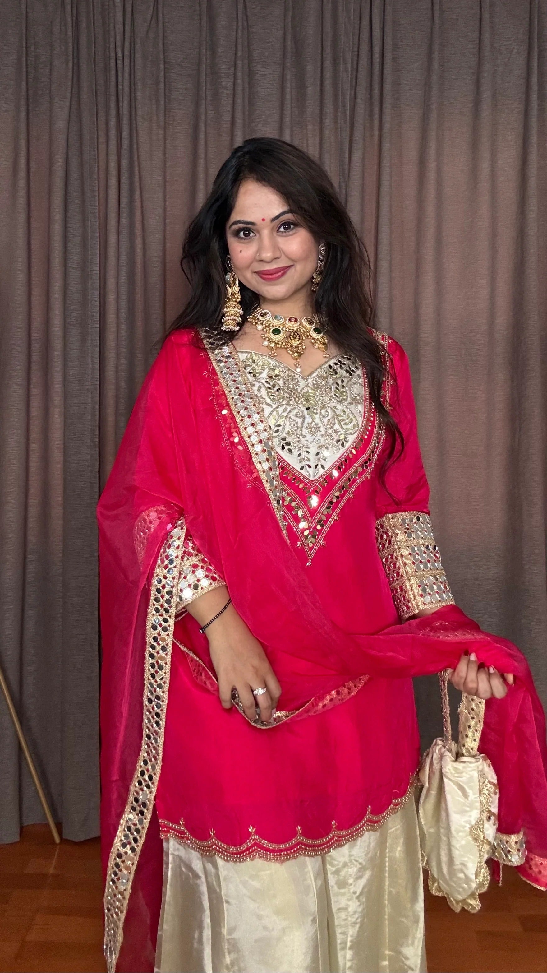 Elegance Silk Kurta Sharara Set