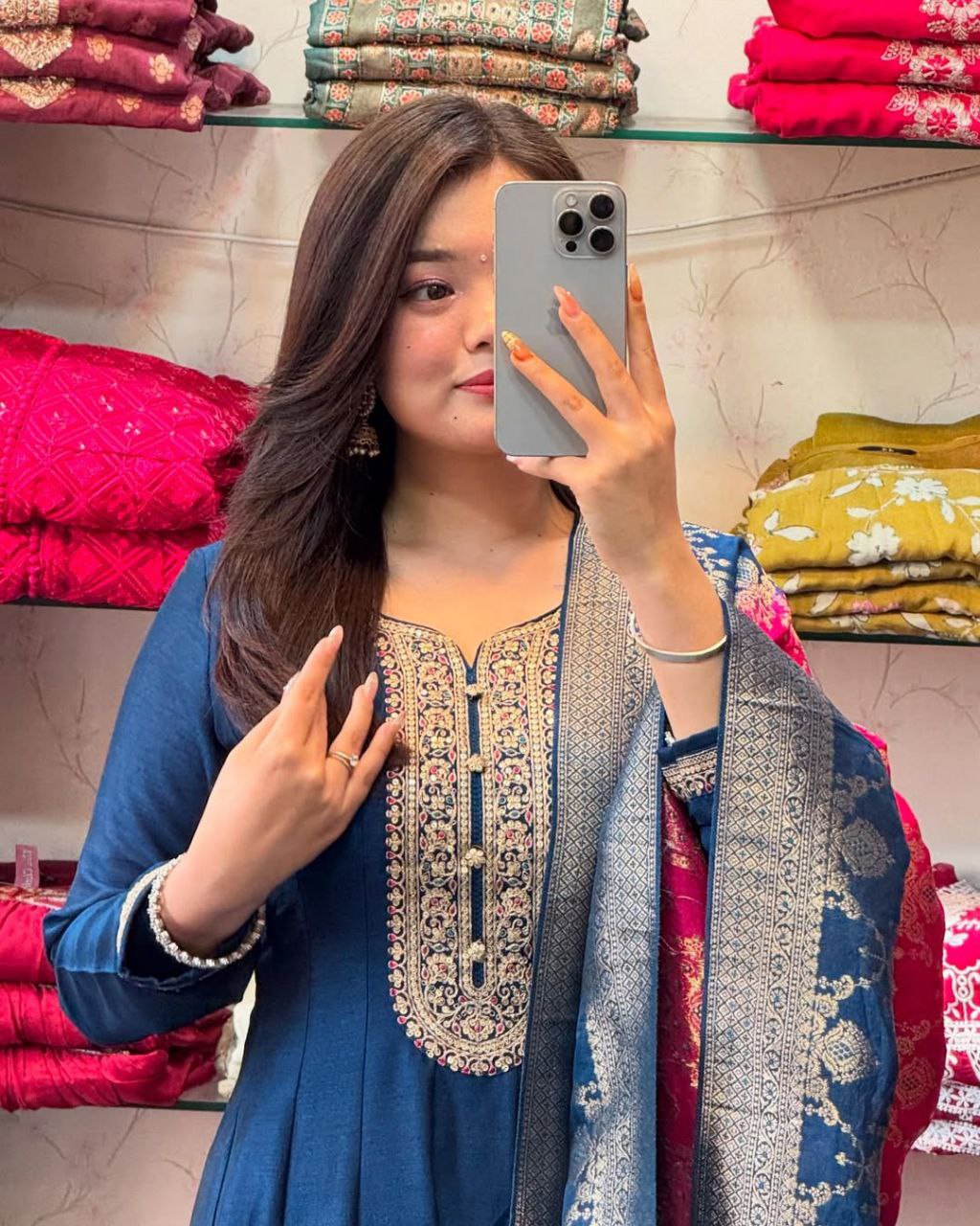 Anarkali Flared Kurti Pant Dupatta Set