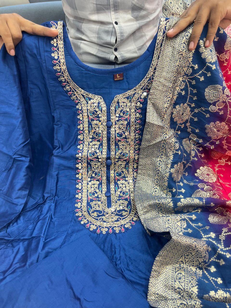 Anarkali Flared Kurti Pant Dupatta Set