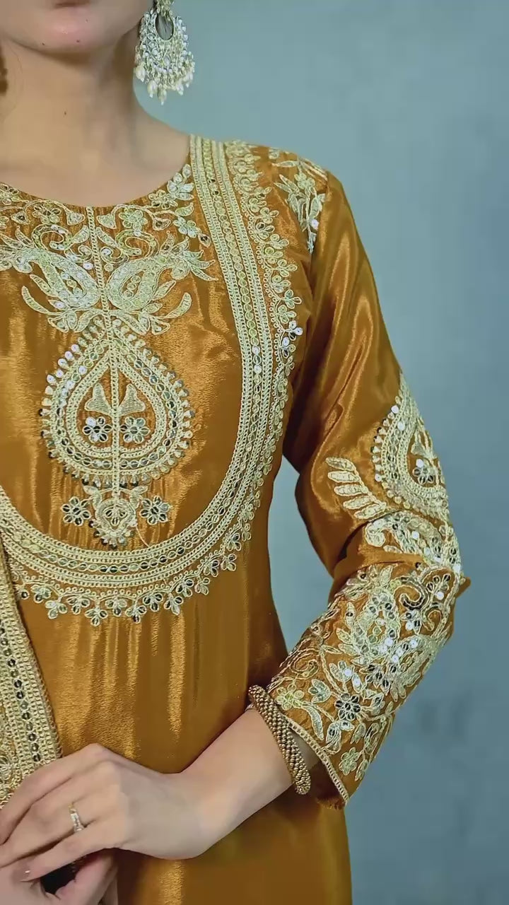 Graceful Designer Kurta Palazzo Dupatta Set