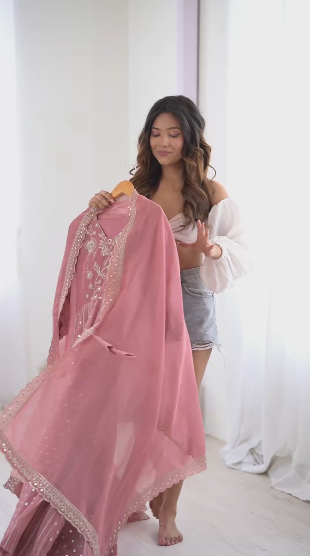 Women's Festive Embroidered Anarkali Dress with Dupatta