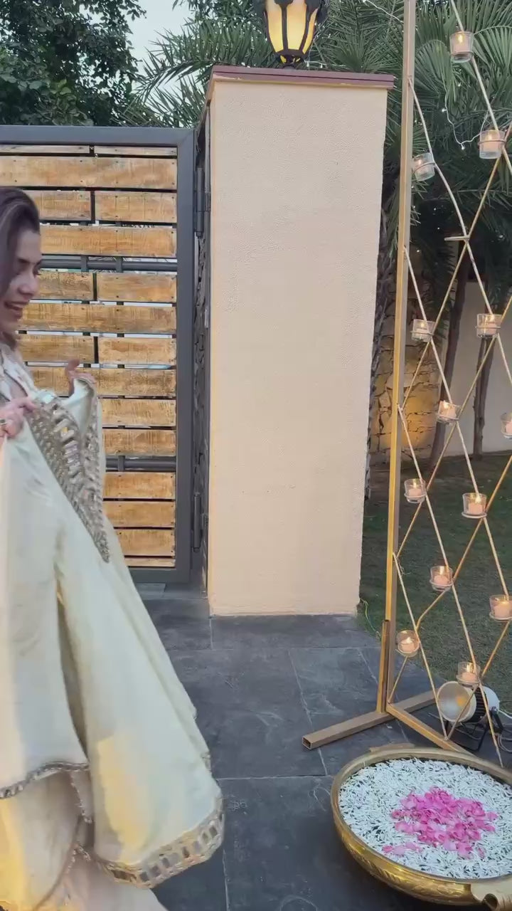 Classic Mirror Work Kurta Sharara Suit